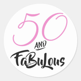 50 en Fabulous Roze Persoonlijk Verjaardagsfeest Ronde Sticker