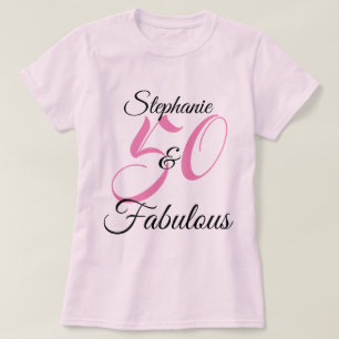 50 en Fabulous Roze Persoonlijk Verjaardagsfeest T-shirt