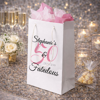 50 en Fabulous Roze Persoonlijke Verjaardagsfeestj Klein Cadeauzakje