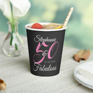 50 en Fabulous Roze Persoonlijke Verjaardagsfeestj Papieren Bekers