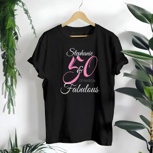 50 en Fabulous Roze Persoonlijke Verjaardagsfeestj T-shirt