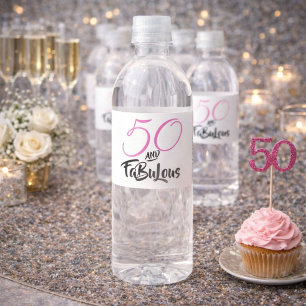 50 en Fabulous Roze Persoonlijke Verjaardagsfeestj Waterfles Etiket