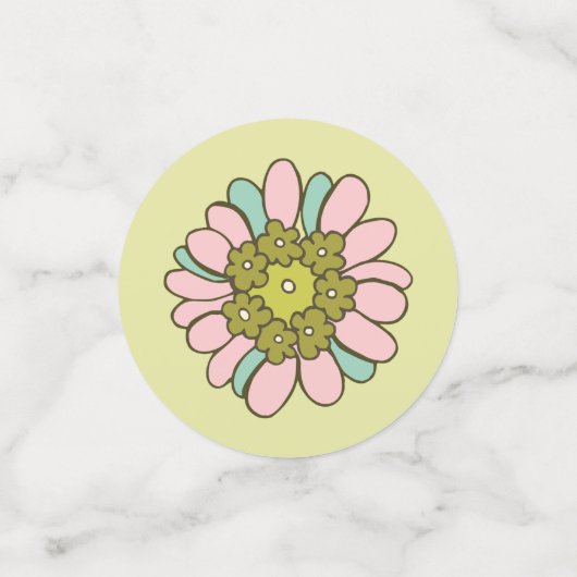 50 en Fabulous Roze Retro Bloementafel Confetti (Kleine voorkant)