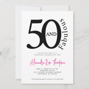50 en Fabulous Roze Script 50ste Verjaardagsfeestj Kaart
