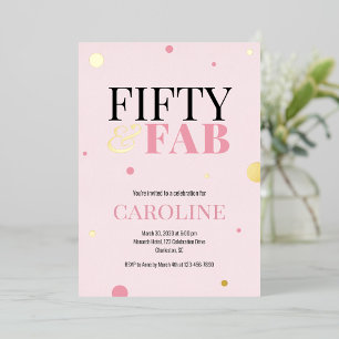 50 en Fabulous Roze Verjaardagsuitnodiging Folie Uitnodiging