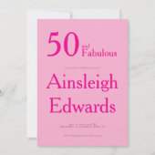 50 en Fabulous Roze Vijftigste Verjaardagsfeestje Kaart (Voorkant)