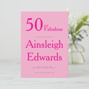50 en Fabulous Roze Vijftigste Verjaardagsfeestje Kaart
