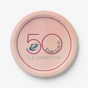 50 en Fabulous Roze Vijftigste Verjaardagsviering Papieren Bordje