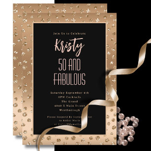 50 en Fabulous Roze Zwart Glitter Verjaardag  Kaart