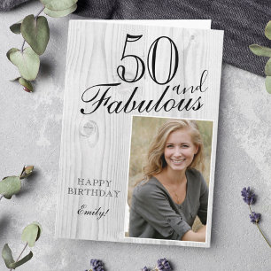 50 en Fabulous Rustieke Houten Elegante Verjaardag Kaart