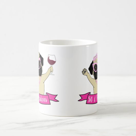 50 en Fabulous Schattige Dog Pug Humoristische Ver Koffiemok (Center)