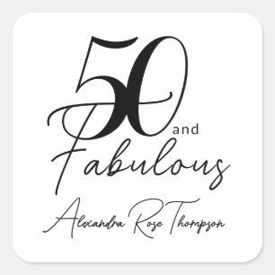 50 en Fabulous Script 50ste verpartij Vierkante Sticker