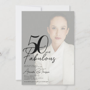 50 en Fabulous Script Foto 50e verjaardagsfeestje Kaart