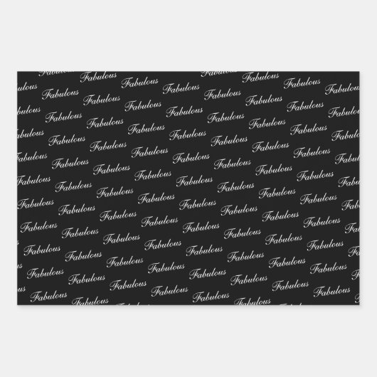 50 en Fabulous Script Modern Zwart 50ste verjaarda Inpakpapier Vel (Voorkant 3)