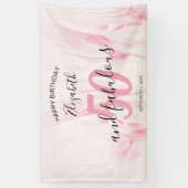 50 en Fabulous Script Pink Birthday Party Banner (Verticaal)