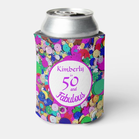 50 en Fabulous Sequin Verjaardag Koelbox Blikjeskoeler (Blikje Achterkant)