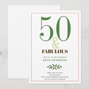 50 en Fabulous Simple Green Birthday Kaart