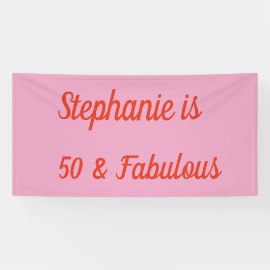 50 En Fabulous Sinaasappel Roze Boho Chic Verjaard Spandoek (Horizontaal)