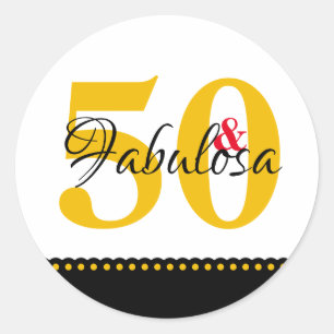 50 en Fabulous SPAANS geel modern schoon Ronde Sticker