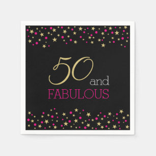 50 en Fabulous Stars en Hot Pink Confetti Stippen Servet