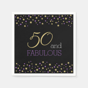 50 en Fabulous Stars en Paarse Confetti Stippen Servet