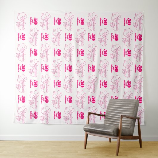 50 en Fabulous Step and Repat Party Backdrop Wandkleed (In Situ (horizontaal))