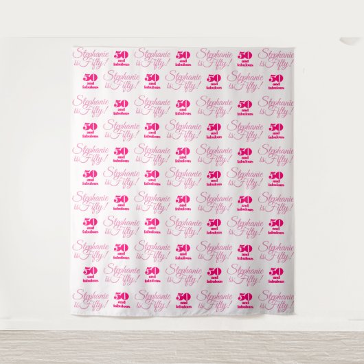 50 en Fabulous Step and Repat Party Backdrop Wandkleed (Voorkant)