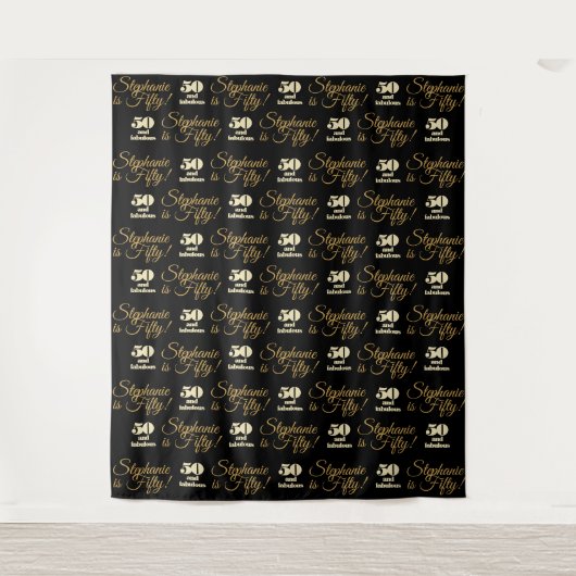 50 en Fabulous Step and Repat Party Backdrop Wandkleed (Voorkant)