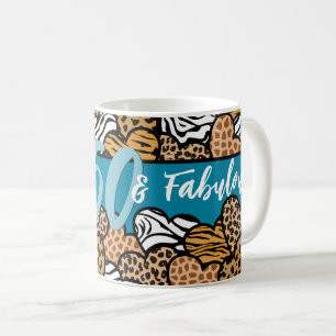 50 en Fabulous Stijlvolle Teal Dierenprint Harten Koffiemok