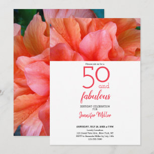 50 en Fabulous Tropical Flower Photo Birthday Kaart