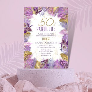 50 en Fabulous Tropisch Paars Goud 50ste Verjaarda Kaart