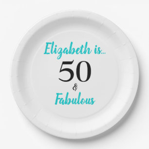 50. en Fabulous Turquoise Birthday Party Papieren Bordje