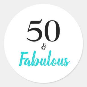 50. en Fabulous Turquoise Birthday Party Ronde Sticker