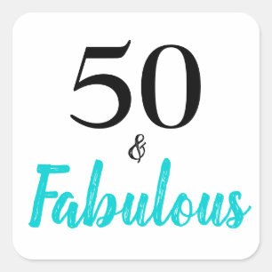 50. en Fabulous Turquoise Birthday Party Vierkante Sticker