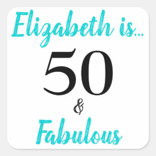 50. en Fabulous Turquoise Birthday Party Vierkante Sticker