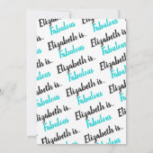 50 en Fabulous Turquoise Black Script uitnodiging (Achterkant)