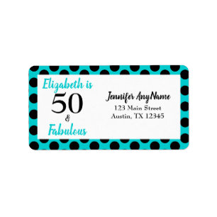50 en Fabulous Turquoise Blue Birthday Party Etiket