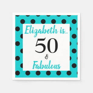 50 en Fabulous Turquoise Blue Birthday Servet