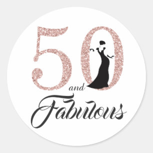 50 en Fabulous   Typografie 50e verjaardag Ronde Sticker