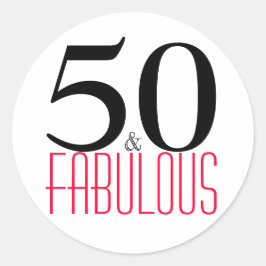 50 en Fabulous | Typografie 50e verjaardag Ronde Sticker