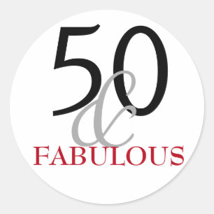 50 en Fabulous   Typografie 50e verjaardag Ronde Sticker