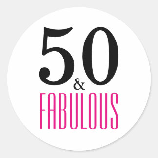 50 en Fabulous | Typografie 50e verjaardag Ronde Sticker