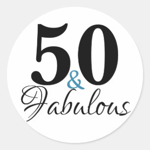 50 en Fabulous Typografie 50th Birthday Ronde Sticker