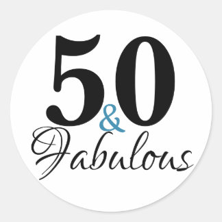 50 en Fabulous Typografie 50th Birthday Ronde Sticker