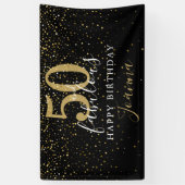 50 en Fabulous Verjaardag Elegante Gouden Sterren  Spandoek (Verticaal)