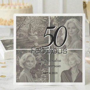 50 en Fabulous Verjaardag Foto Collage Feest Servet