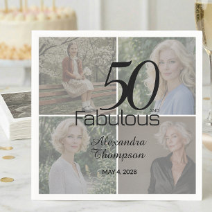 50 en Fabulous Verjaardag Foto Collage Feest Servet