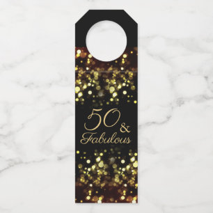 50 en Fabulous Verjaardag Gold Bokeh Flessenhanger