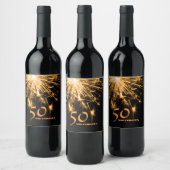 50 en Fabulous verjaardag gouden sparkle party Wijn Etiket (Flessen)