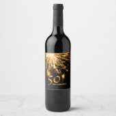 50 en Fabulous verjaardag gouden sparkle party Wijn Etiket (Voorkant)